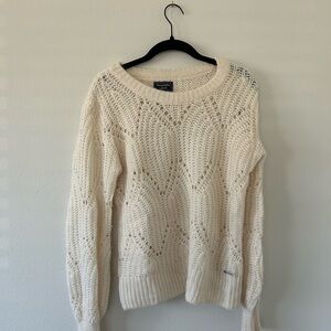 Abercrombie & Fitch Cream Crew Neck Sweater with Cable Knit